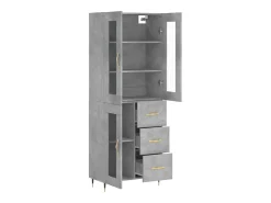 Aparador alto Gris hormigón 69,5x34x180 cm Madera de ingeniería