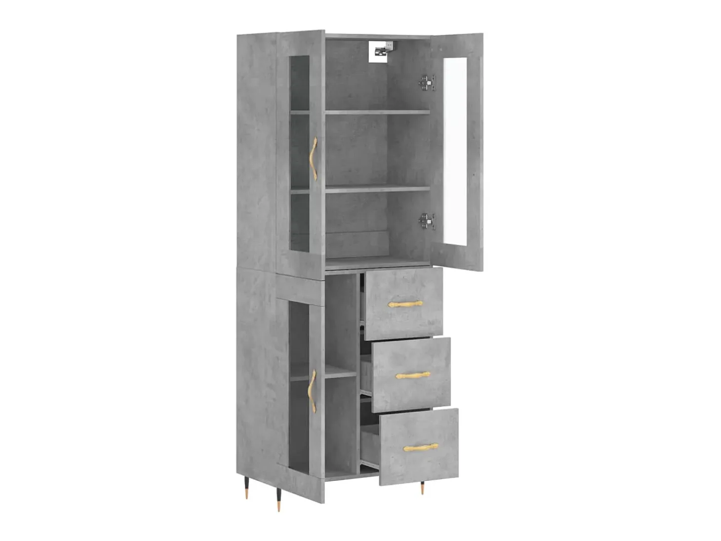 Aparador alto Gris hormigón 69,5x34x180 cm Madera de ingeniería