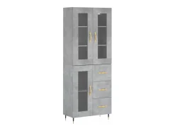 Aparador alto Gris hormigón 69,5x34x180 cm Madera de ingeniería
