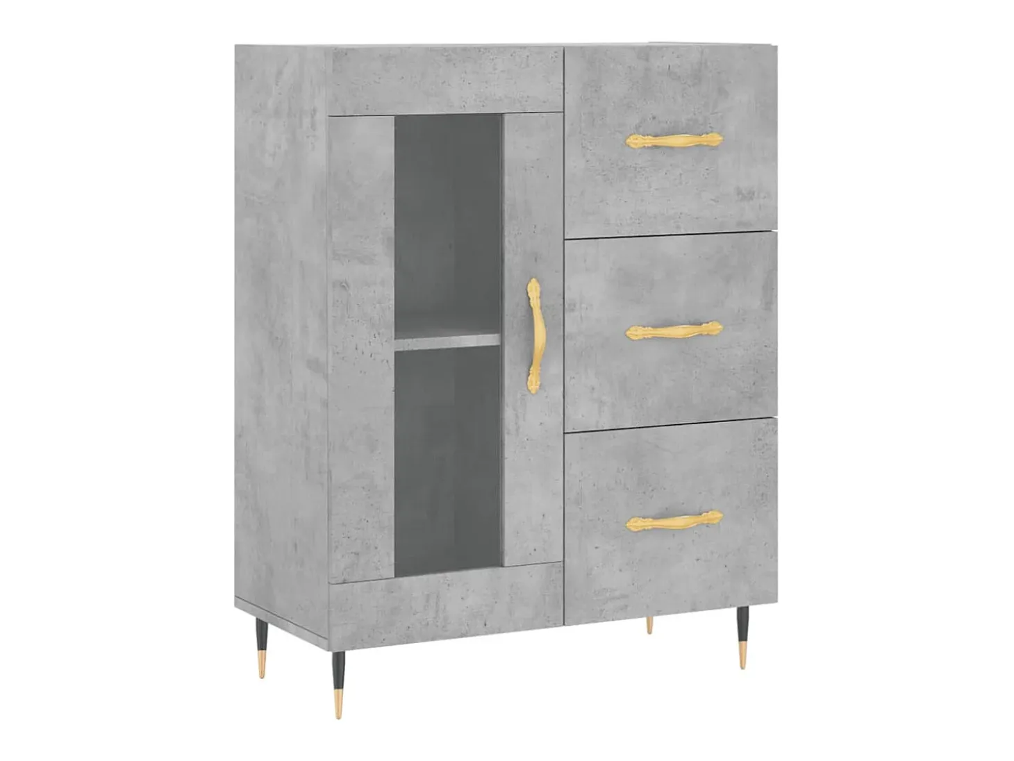 Aparador alto Gris hormigón 69,5x34x180 cm Madera de ingeniería