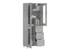 Aparador alto Gris hormigón 69,5x34x180 cm Madera de ingeniería