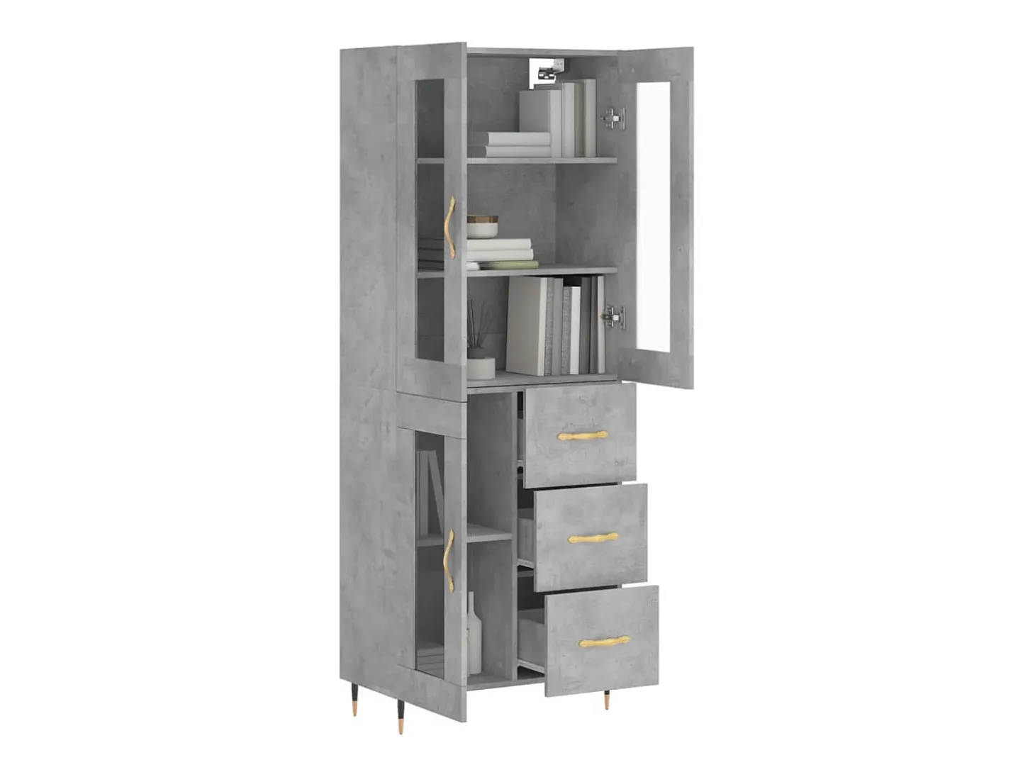 Aparador alto Gris hormigón 69,5x34x180 cm Madera de ingeniería