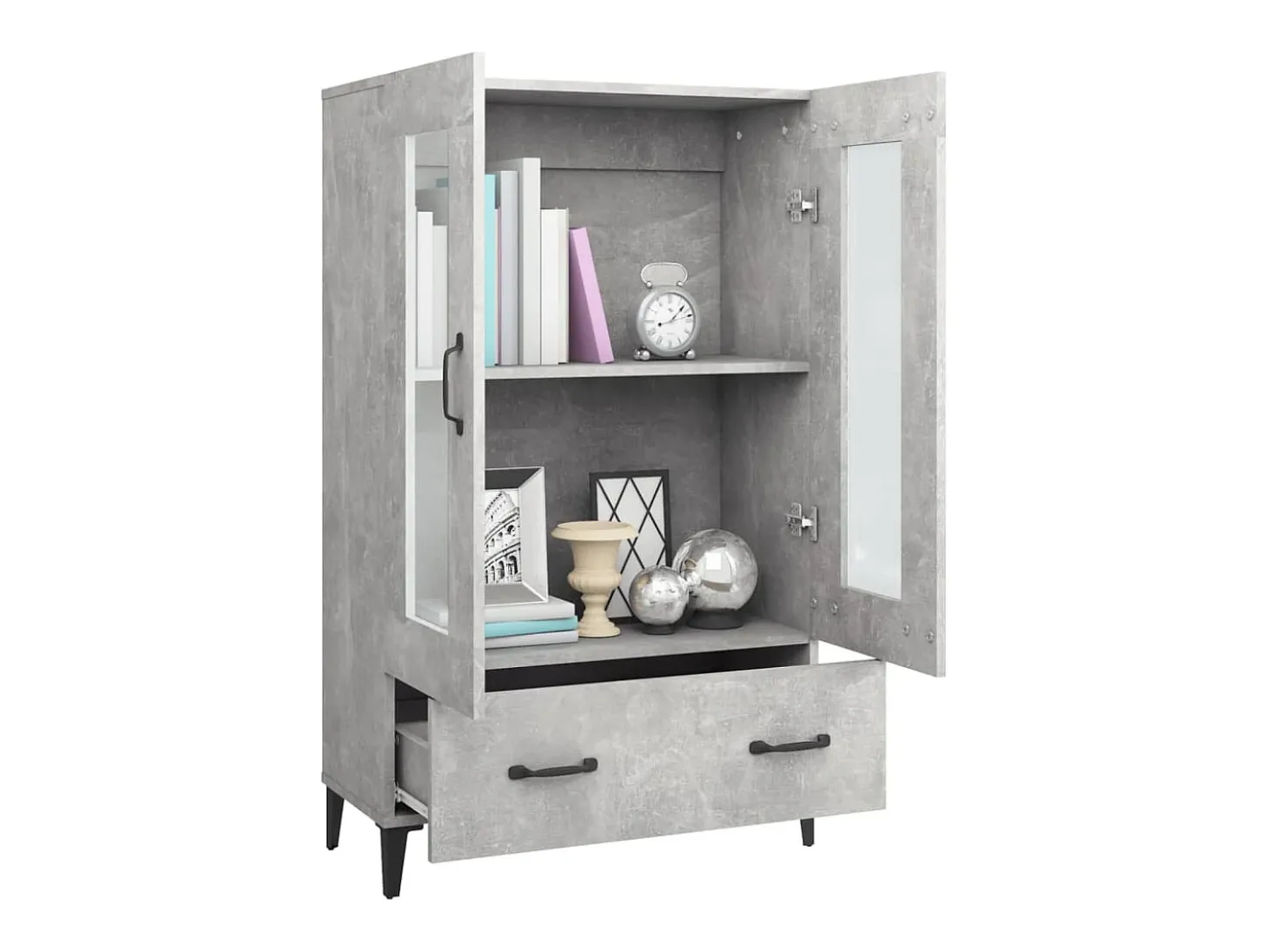 Aparador alto Gris hormigón 70x31x115 cm Madera de ingeniería