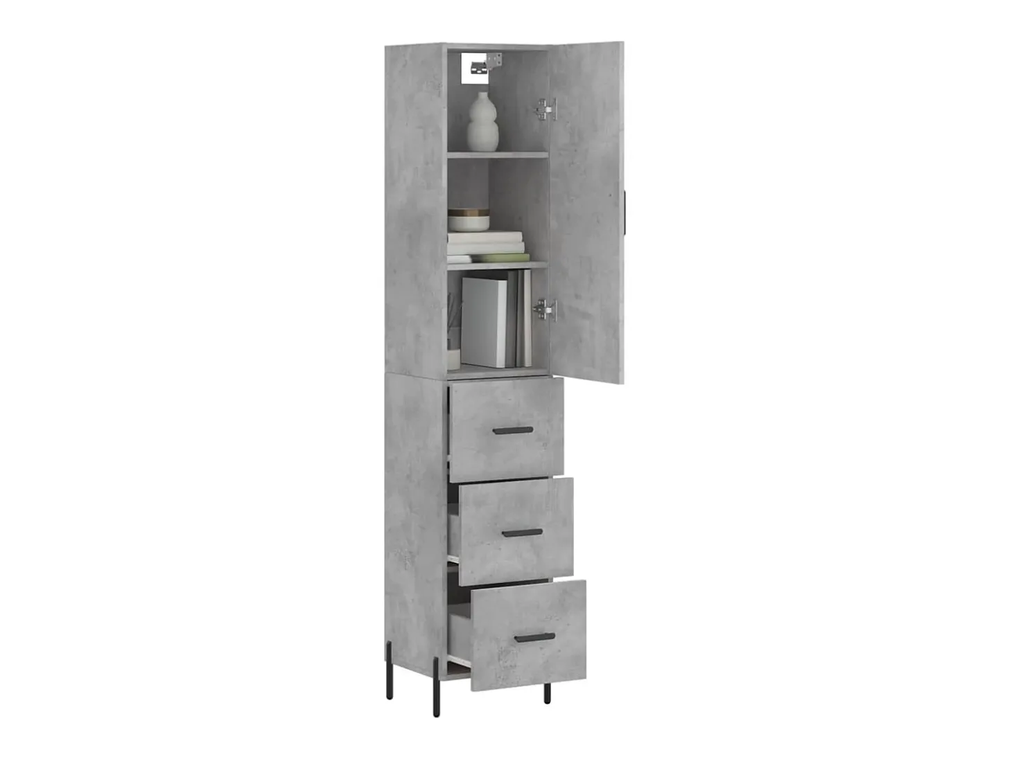 Aparador alto Gris hormigón 34,5x34x180 cm Madera de ingeniería