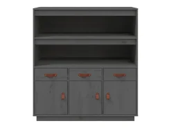 Aparador alto Gris 100x40x108,5 cm Madera maciza de pino