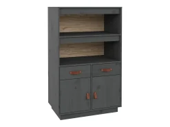 Aparador alto Gris 67x40x108,5 cm Madera maciza de pino