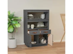Aparador alto Gris 67x40x108,5 cm Madera maciza de pino