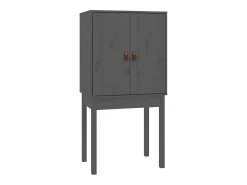 Aparador alto Gris 60x40x120 cm Madera maciza de pino