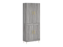 Aparador alto madera contrachapada gris sonoma 69,5x34x180 cm ES11332