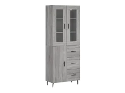 Aparador alto madera contrachapada gris sonoma 69,5x34x180 cm ES91711