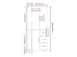 Aparador alto madera contrachapada roble ahumado 69,5x34x180 cm