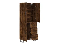 Aparador alto madera contrachapada roble ahumado 69,5x34x180 cm