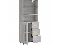 Aparador alto madera contrachapada gris sonoma 69,5x34x180 cm ES40629