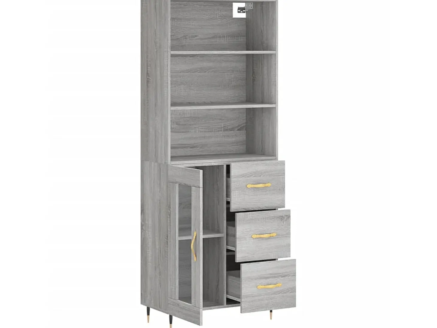 Aparador alto madera contrachapada gris sonoma 69,5x34x180 cm ES40629
