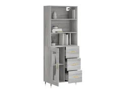 Aparador alto madera contrachapada gris sonoma 69,5x34x180 cm ES40629