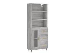 Aparador alto madera contrachapada gris sonoma 69,5x34x180 cm ES40629