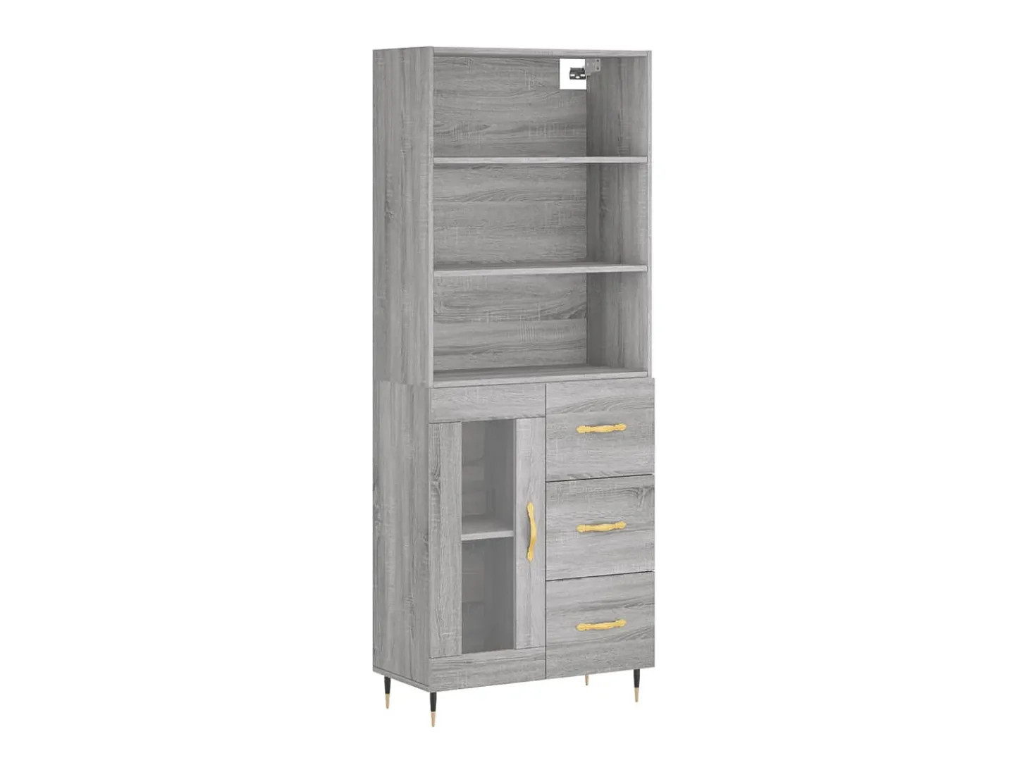 Aparador alto madera contrachapada gris sonoma 69,5x34x180 cm ES40629