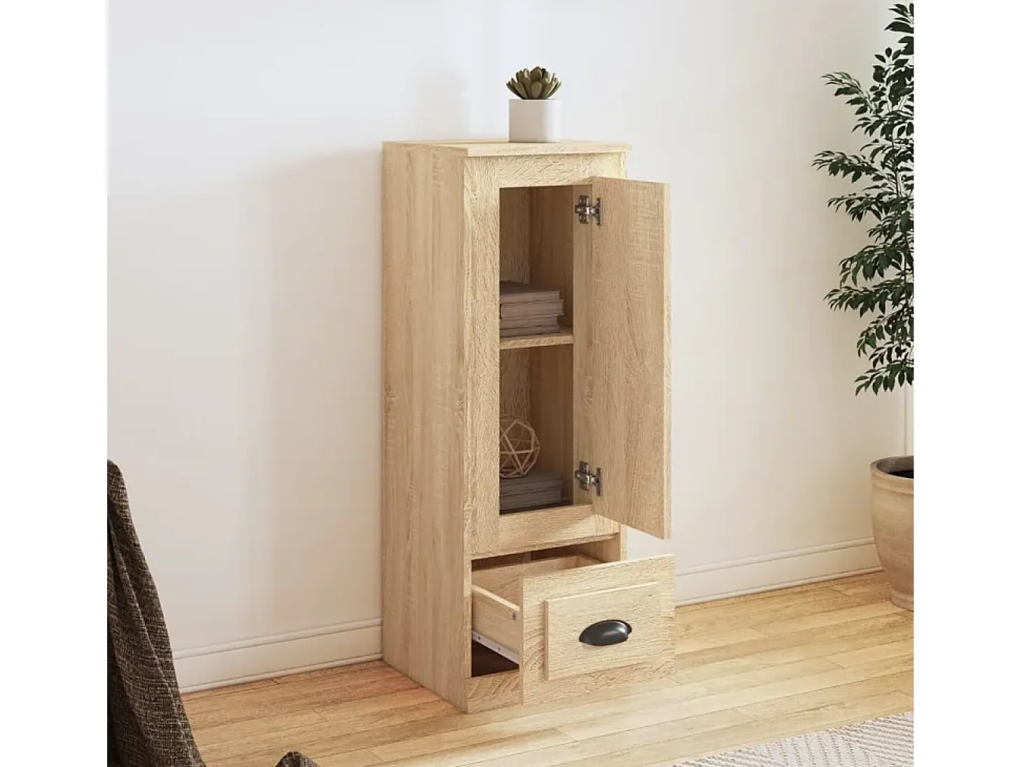 Aparador alto madera contrachapada roble Sonoma 36x35,5x103,5cm ES60076