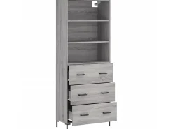 Aparador alto madera contrachapada gris sonoma 69,5x34x180 cm ES10587