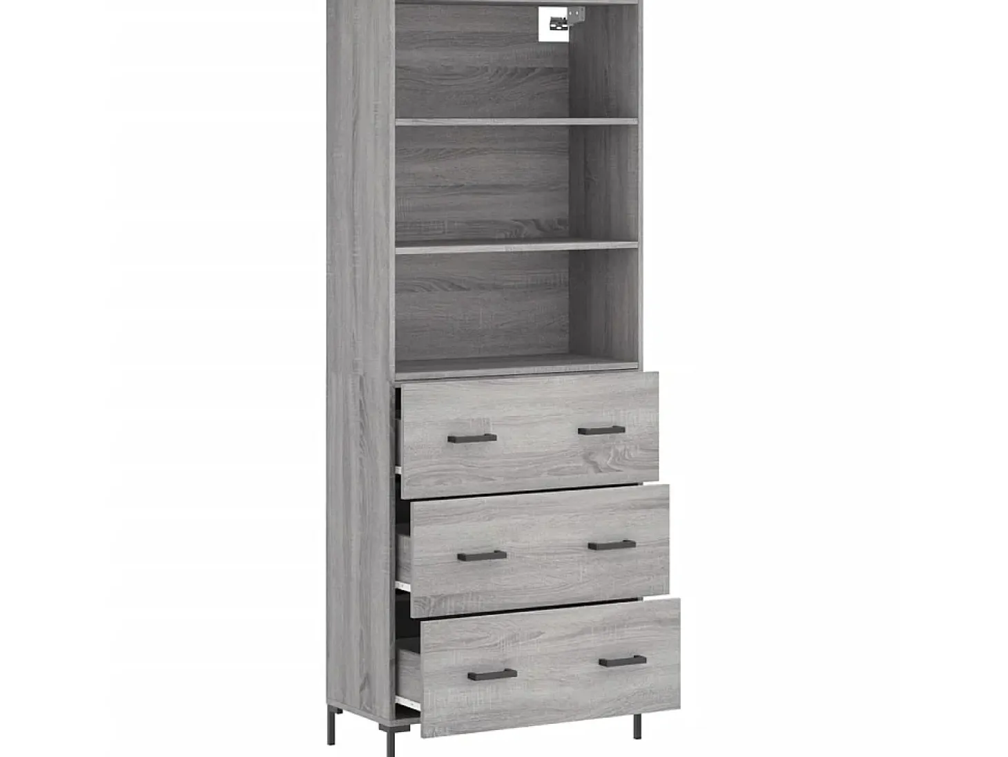 Aparador alto madera contrachapada gris sonoma 69,5x34x180 cm ES10587