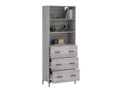 Aparador alto madera contrachapada gris sonoma 69,5x34x180 cm ES10587
