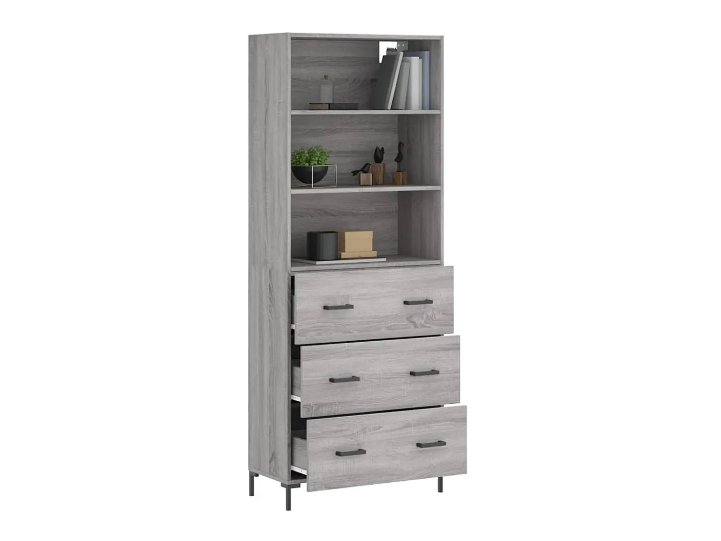 Aparador alto madera contrachapada gris sonoma 69,5x34x180 cm ES10587