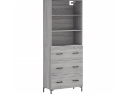 Aparador alto madera contrachapada gris sonoma 69,5x34x180 cm ES10587