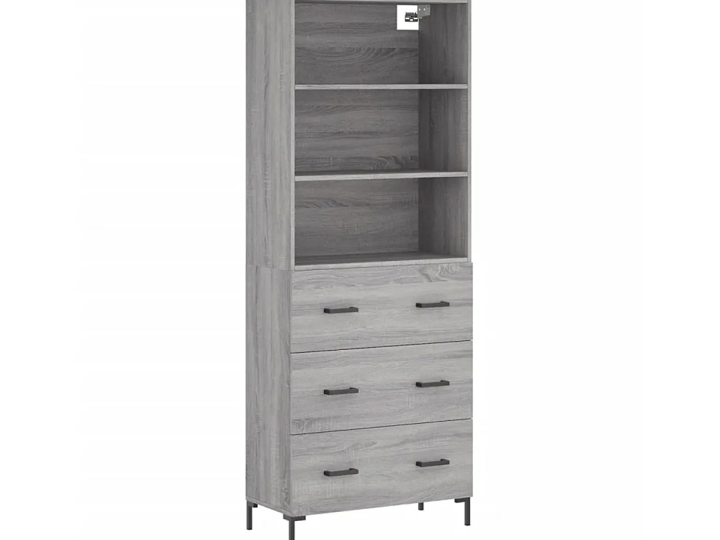 Aparador alto madera contrachapada gris sonoma 69,5x34x180 cm ES10587