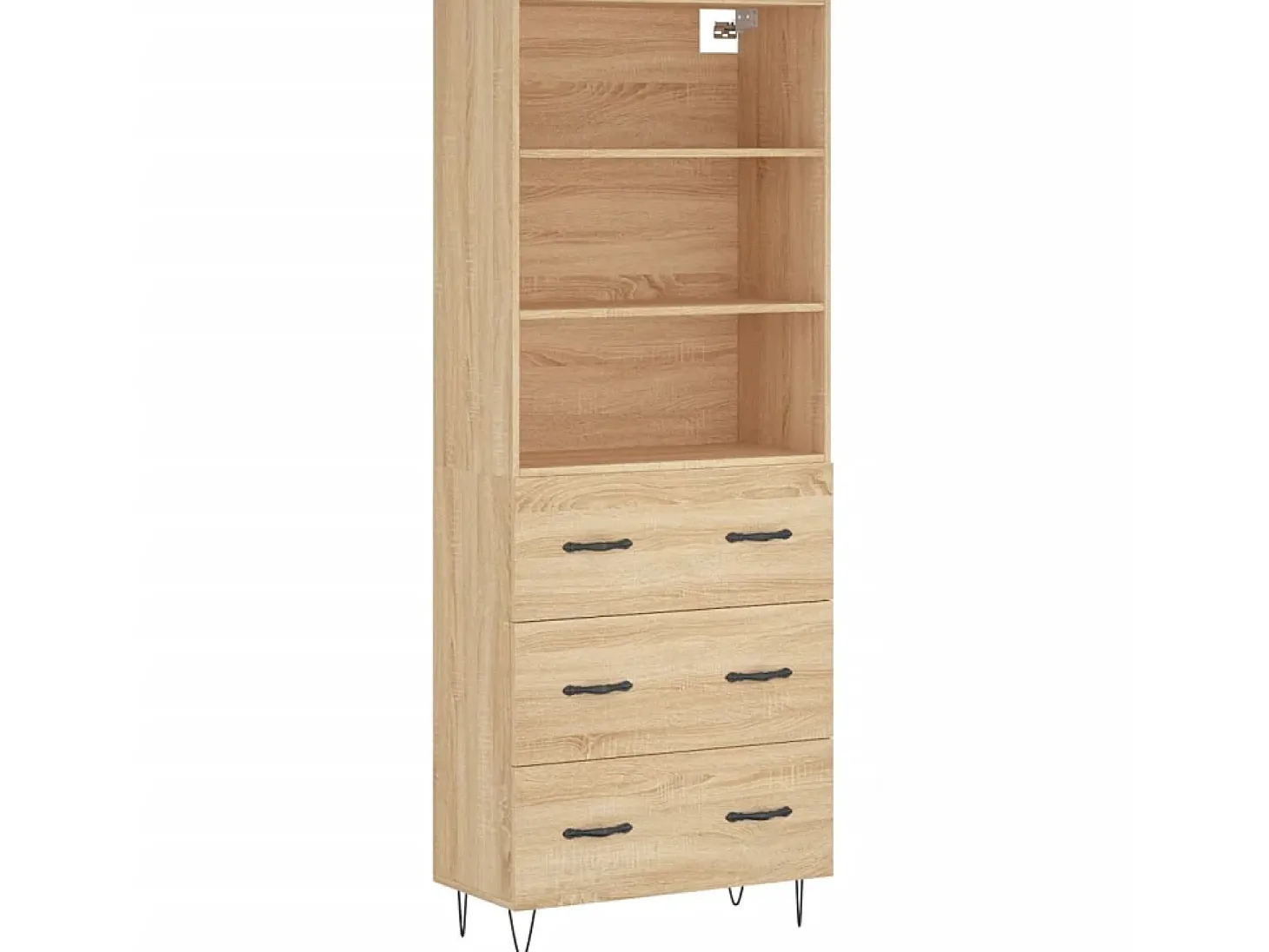 Aparador alto madera contrachapada color roble 69,5x34x180 cm ES19712