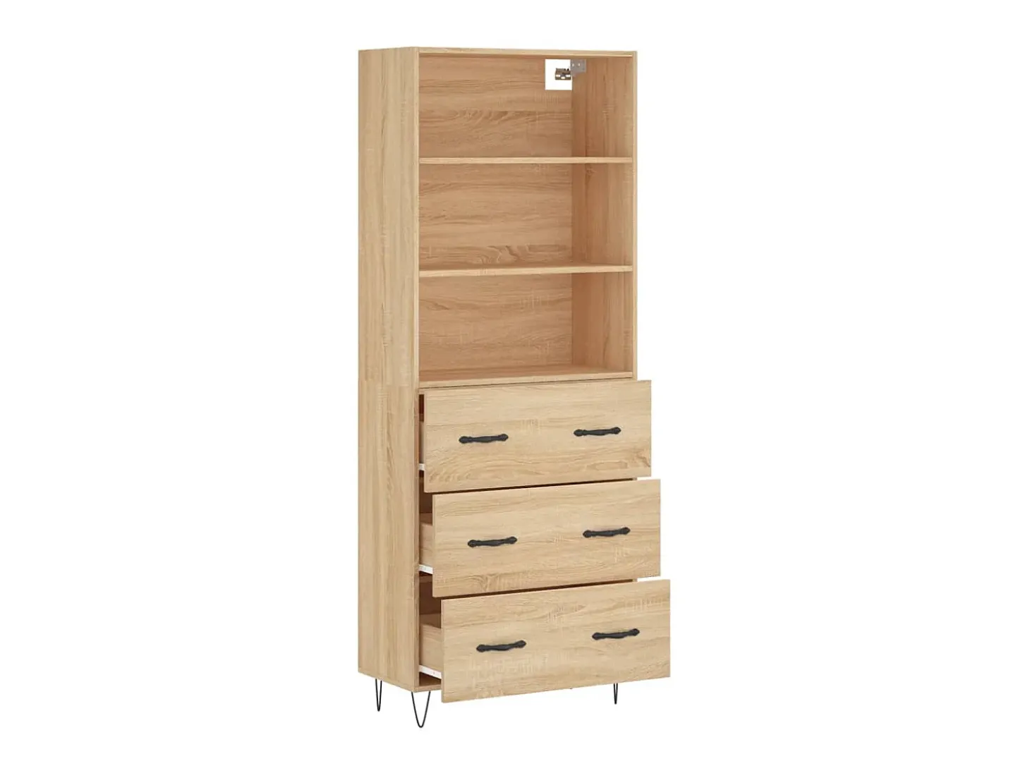 Aparador alto madera contrachapada color roble 69,5x34x180 cm ES19712