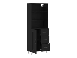 Aparador alto madera contrachapada negro 69,5x34x180 cm
