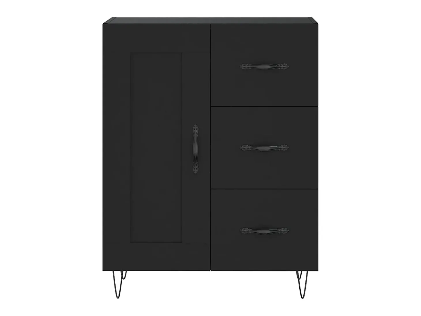 Aparador alto madera contrachapada negro 69,5x34x180 cm
