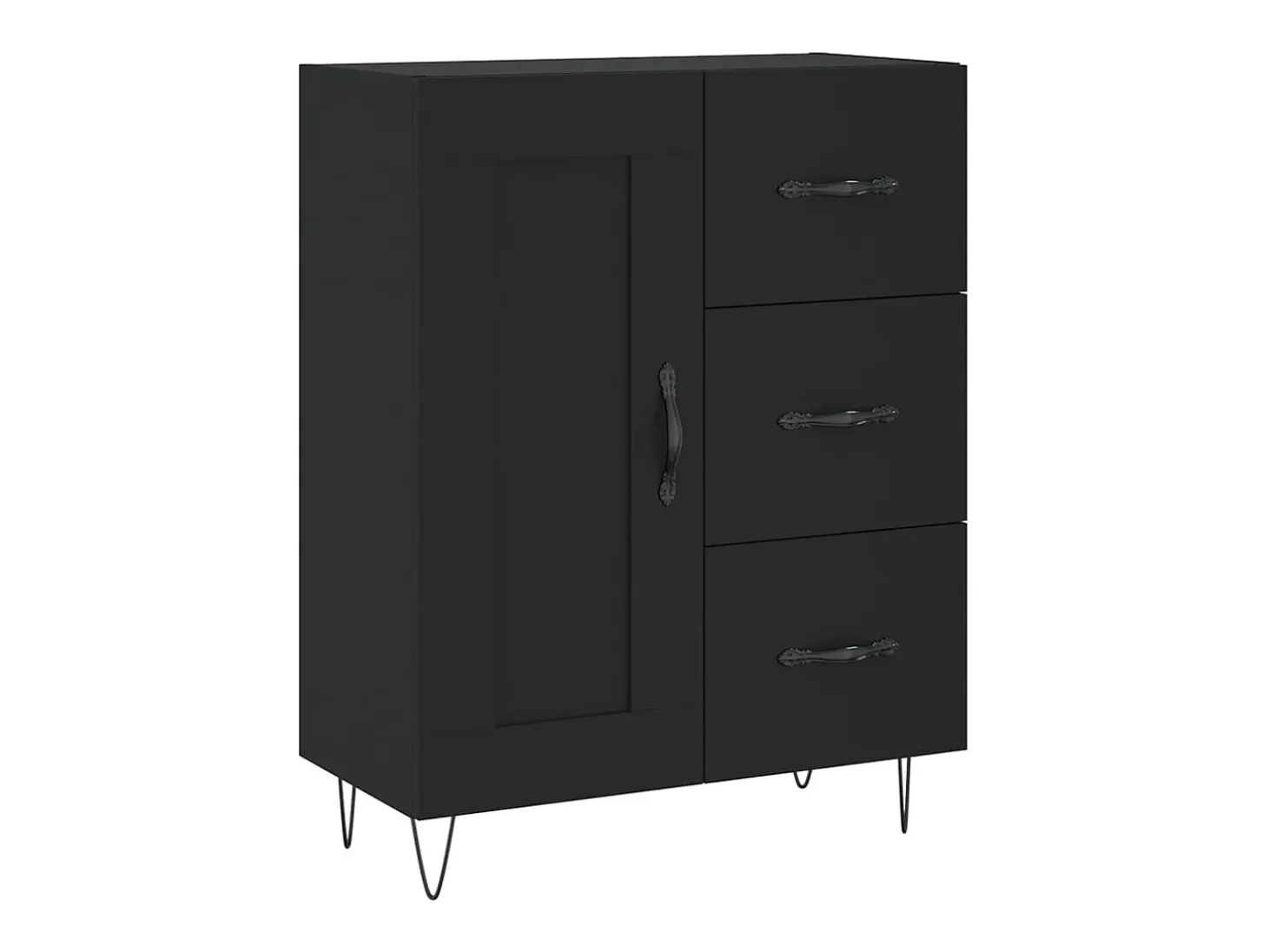 Aparador alto madera contrachapada negro 69,5x34x180 cm