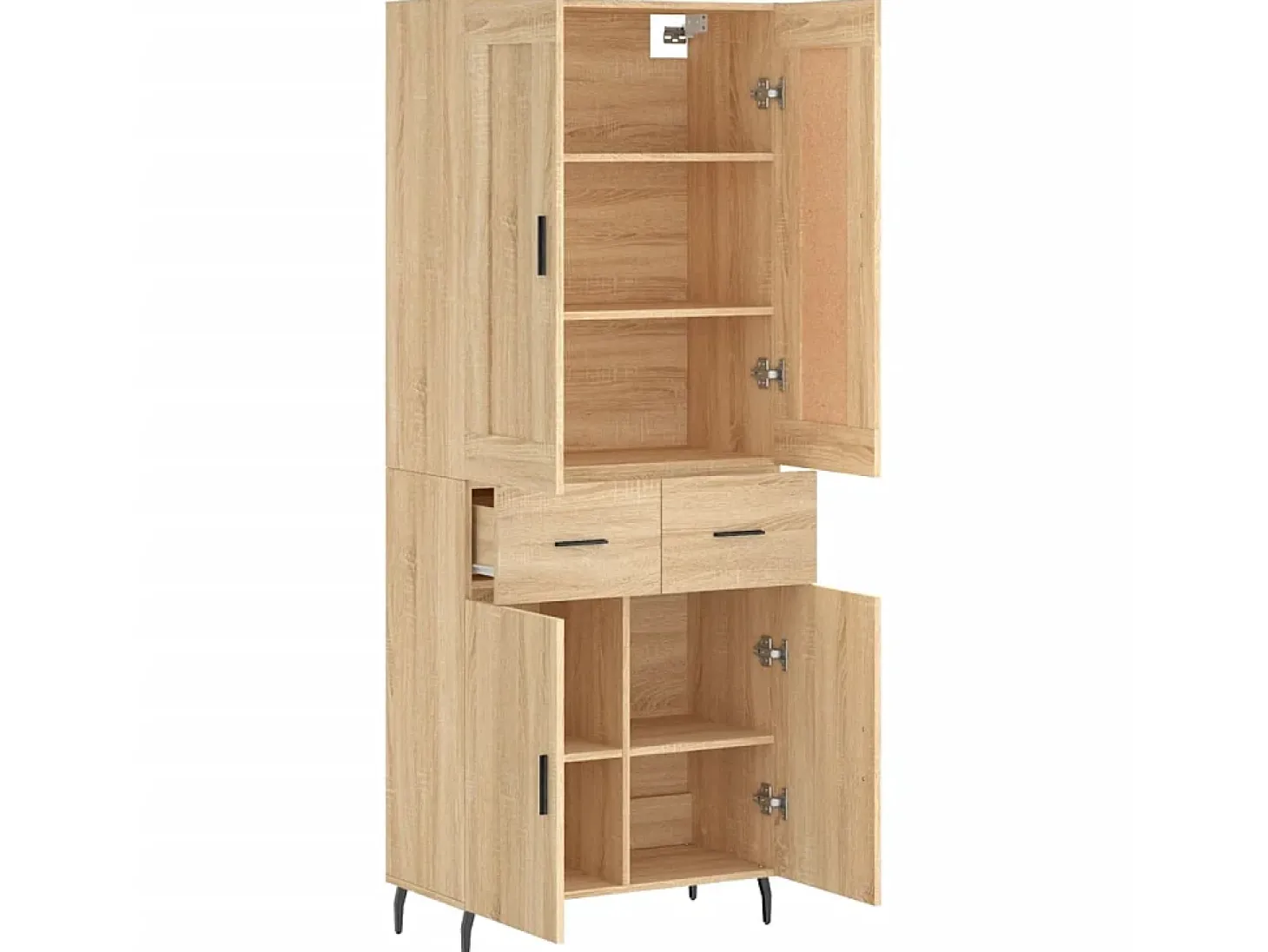 Aparador alto madera contrachapada color roble 69,5x34x180 cm ES634379