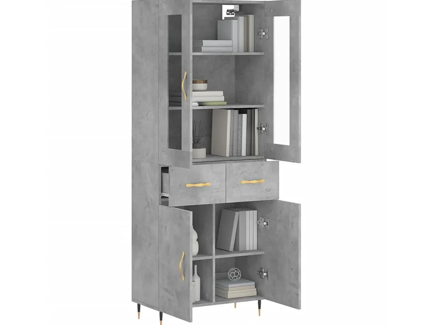 Aparador alto madera contrachapada gris hormigón 69,5x34x180 cm ES88068