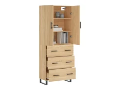 Aparador alto madera contrachapada color roble 69,5x34x180 cm