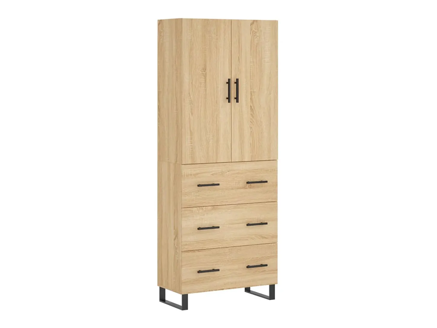 Aparador alto madera contrachapada color roble 69,5x34x180 cm