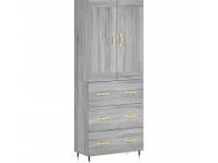 Aparador alto madera contrachapada gris sonoma 69,5x34x180 cm ES97321