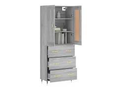 Aparador alto madera contrachapada gris sonoma 69,5x34x180 cm ES97321