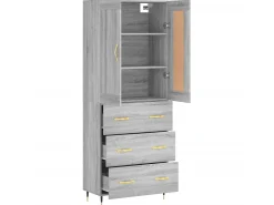 Aparador alto madera contrachapada gris sonoma 69,5x34x180 cm ES97321
