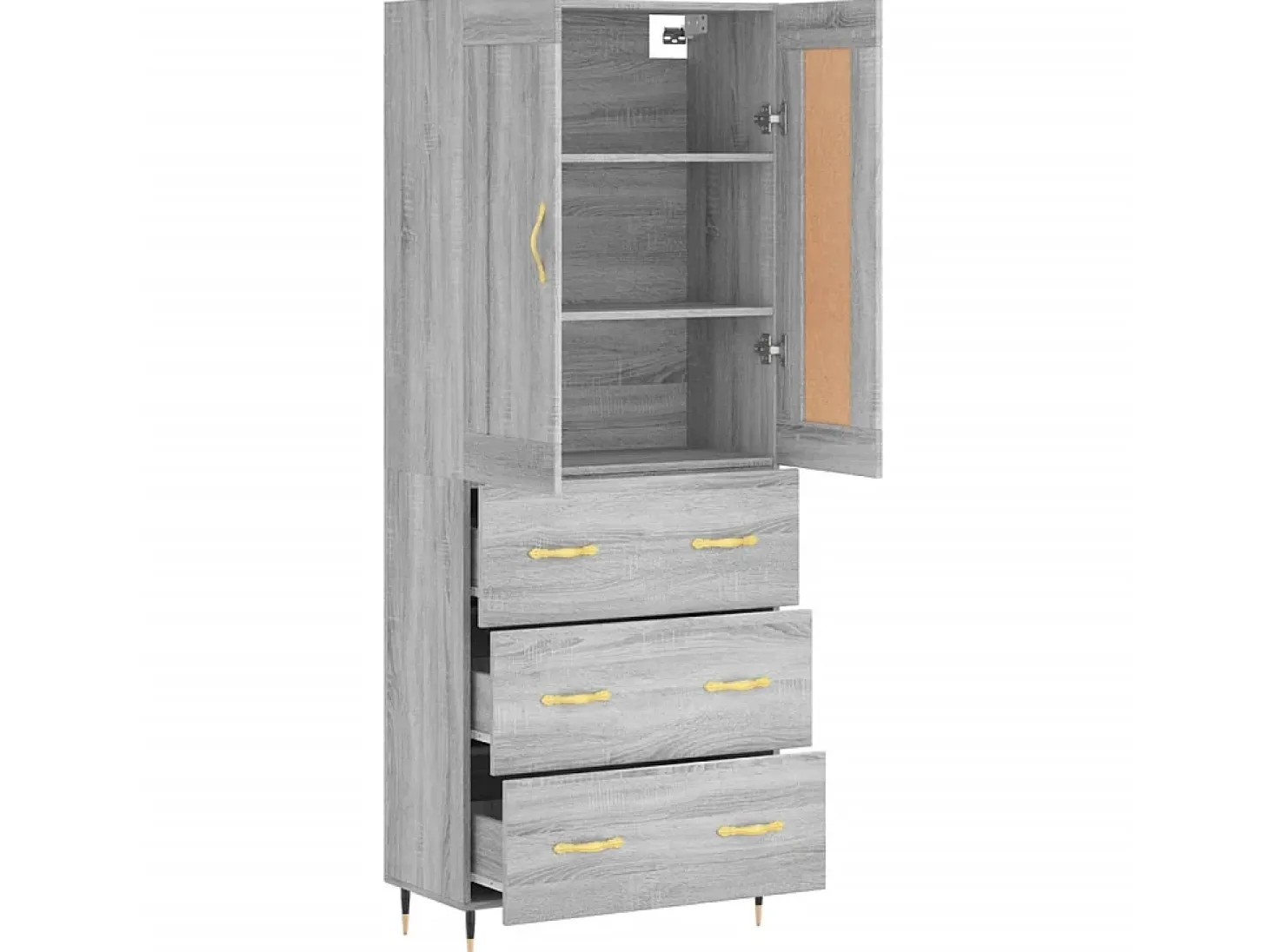 Aparador alto madera contrachapada gris sonoma 69,5x34x180 cm ES97321