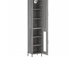 Aparador alto madera contrachapada gris Sonoma 34,5x34x180 cm ES88944