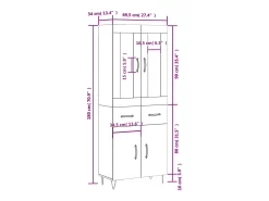 Aparador alto madera contrachapada roble ahumado 69,5x34x180 cm