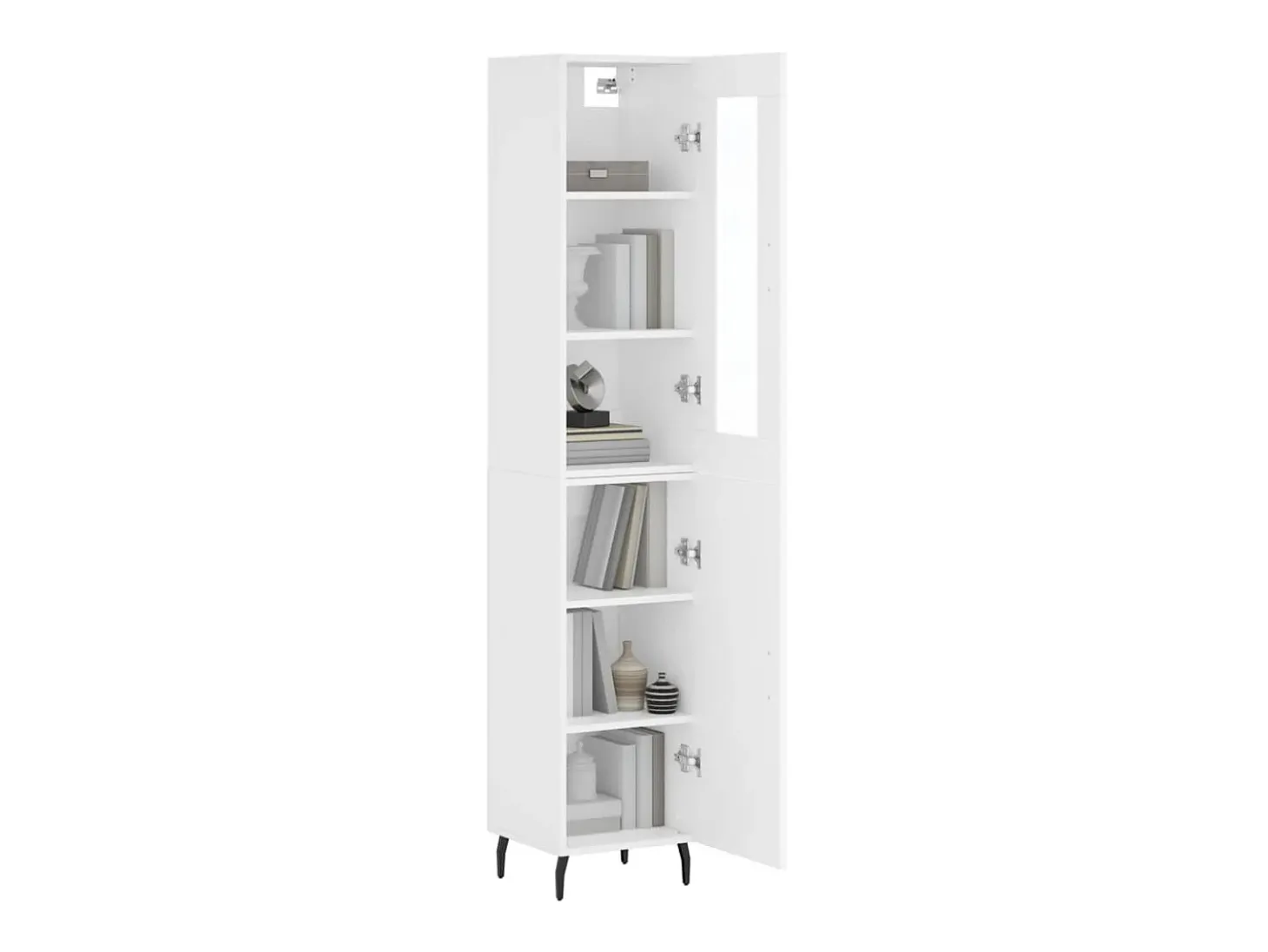 Aparador alto madera contrachapada blanco 34,5x34x180 cm ES44852