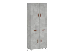Aparador alto madera contrachapada gris hormigón 69,5x34x180 cm ES88366