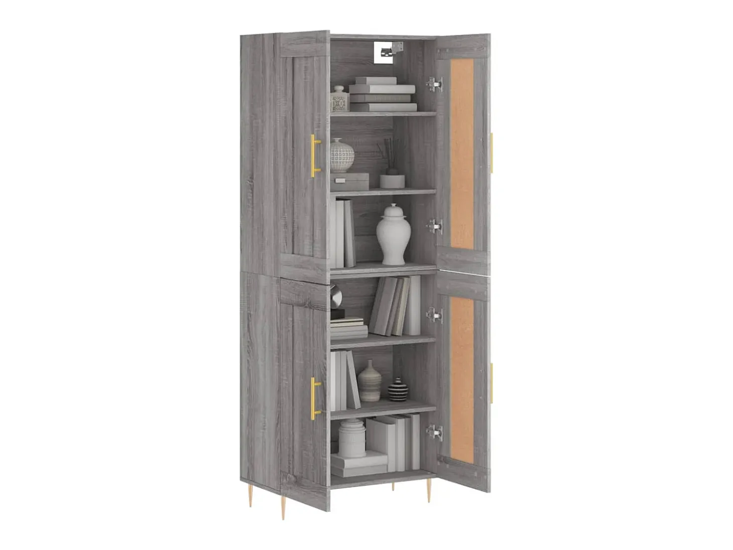 Aparador alto madera contrachapada gris sonoma 69,5x34x180 cm