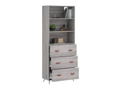 Aparador alto madera contrachapada gris sonoma 69,5x34x180 cm ES29550