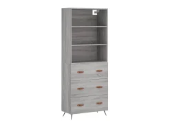 Aparador alto madera contrachapada gris sonoma 69,5x34x180 cm ES29550