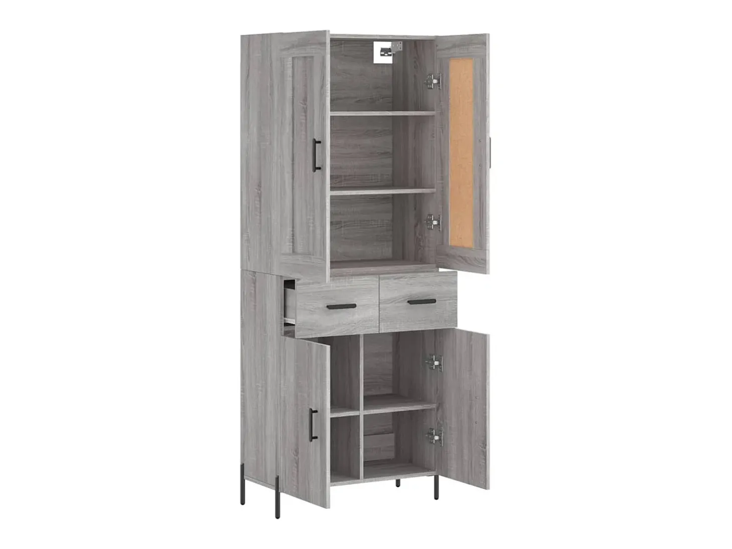 Aparador alto madera contrachapada gris sonoma 69,5x34x180 cm