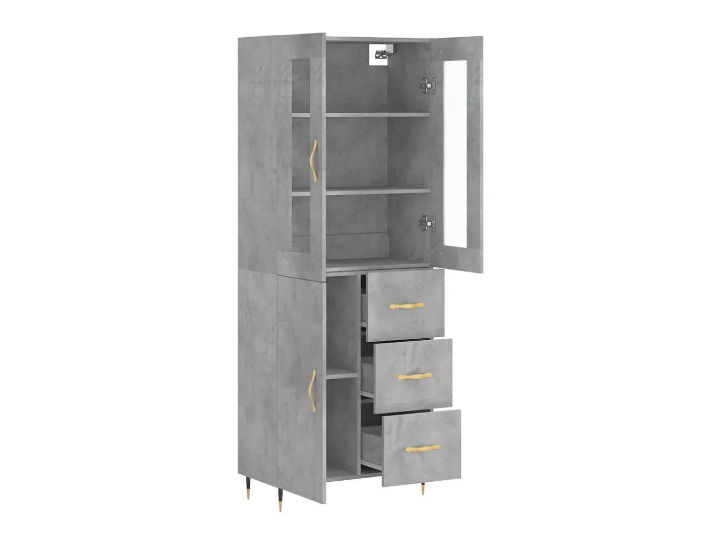 Aparador alto madera contrachapada gris hormigón 69,5x34x180 cm ES78189